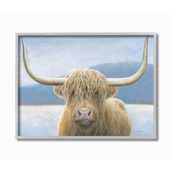 Union Rustic Landscape Mountain Cow Animal Pastel Painting