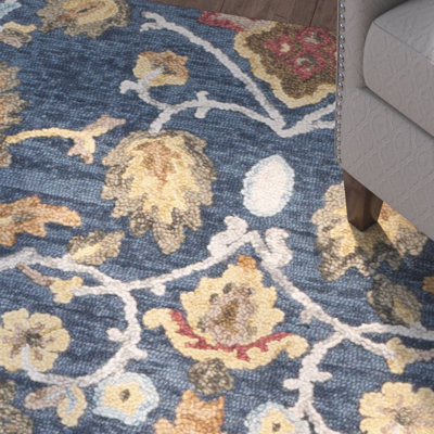 Ferrera Handmade Tufted Wool Navy Multi Rug