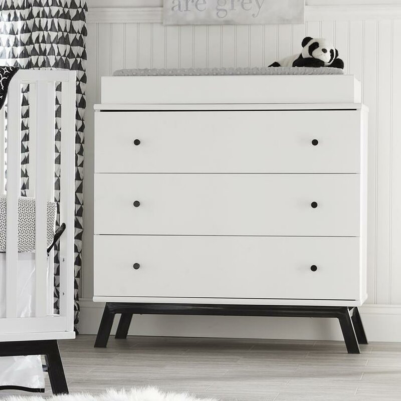 black changing table with drawers