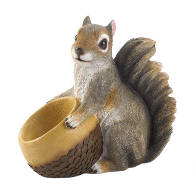 August Grove® Chas Squirrel and Acorn Tray Bird Feeder ...