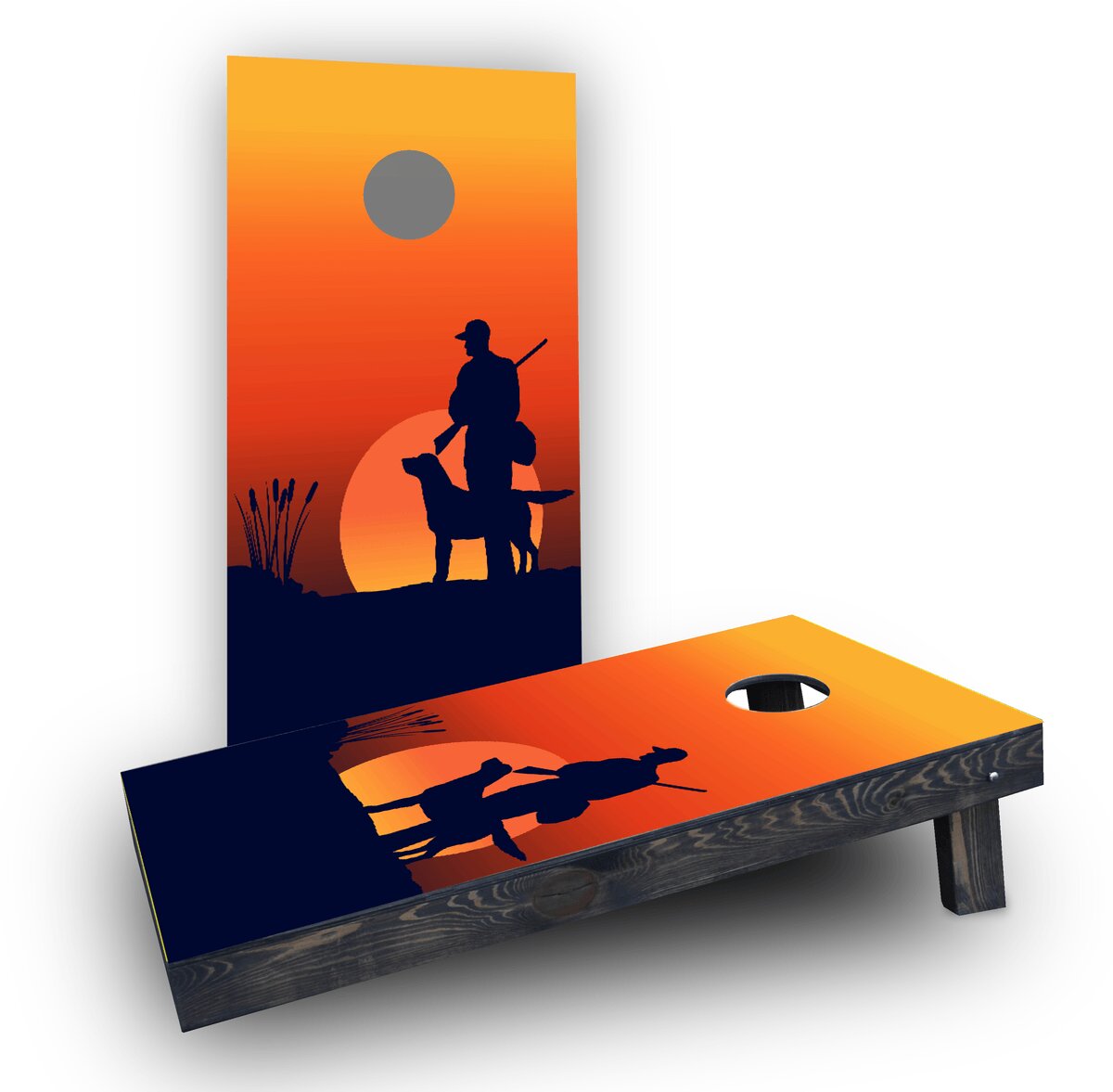 Sunrise Hunter And Mans Best Friend Custom Cornhole Board Game Set