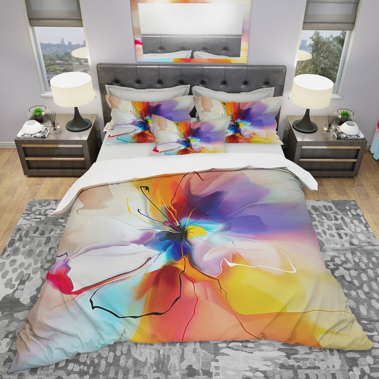 yellow and purple duvet covers