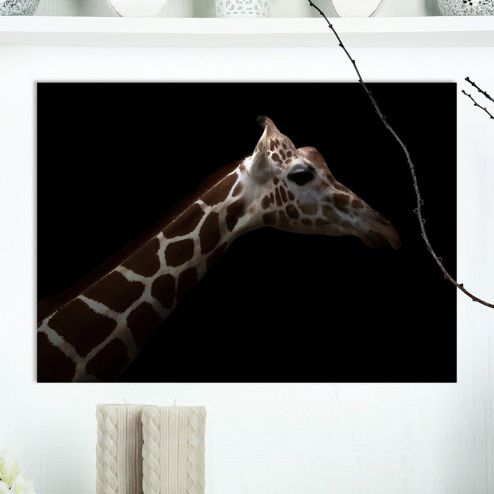 East Urban Home 'Giraffe Portrait at Black Artwork ...