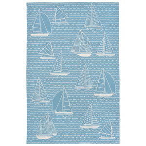 Northfield Sails Handmade Water Resistant Blue Indoor/Outdoor Area Rug