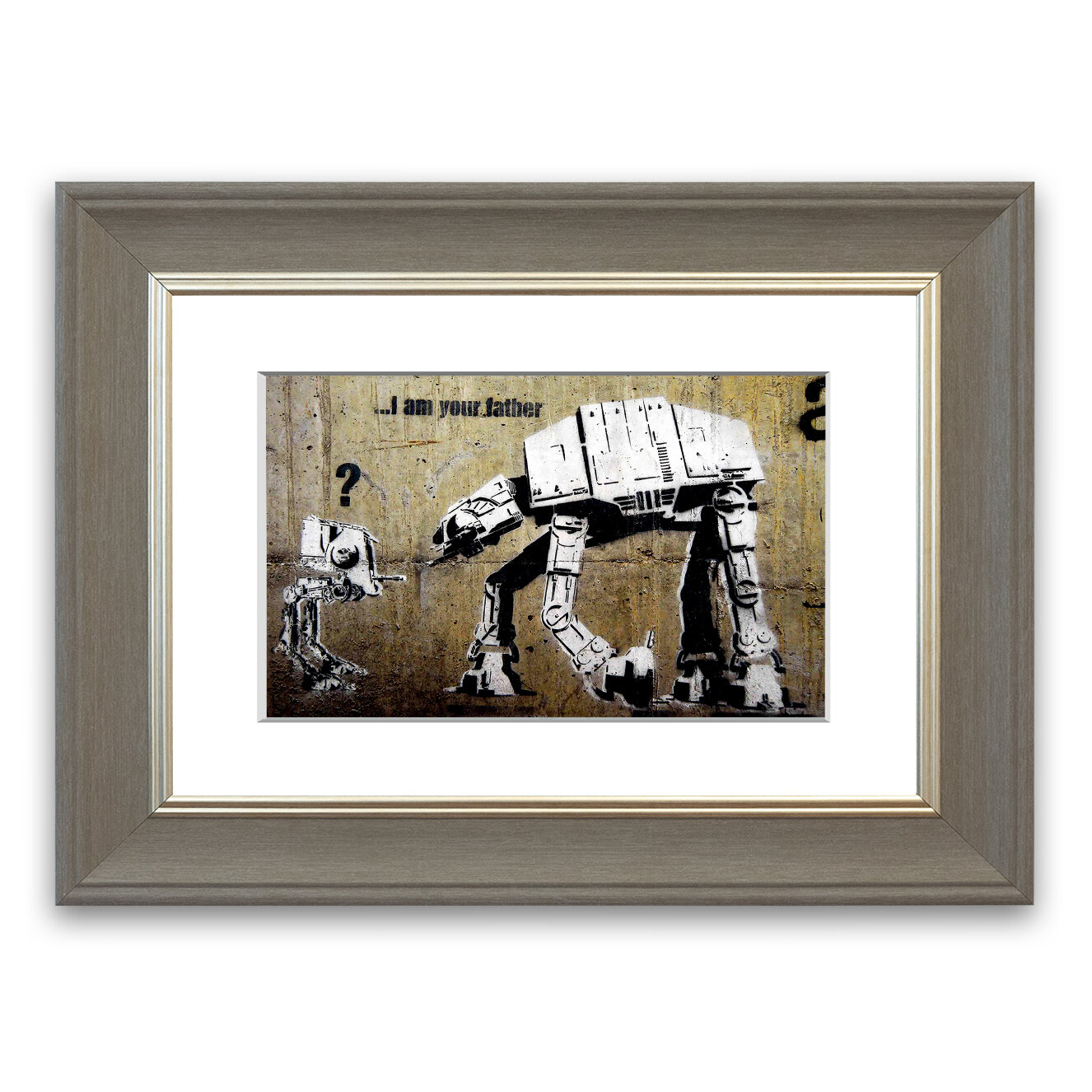 East Urban Home Atat I Am Your Father Banksy Canvasb L Cornwall Banksy Framed Photographic Print Wayfair Co Uk