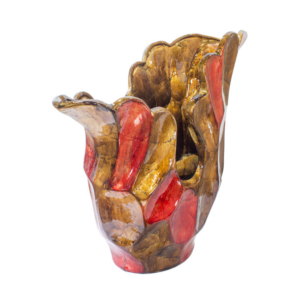 August Grove Lazo Foiled Lacquered Ceramic Sculpted Table Vase Wayfair