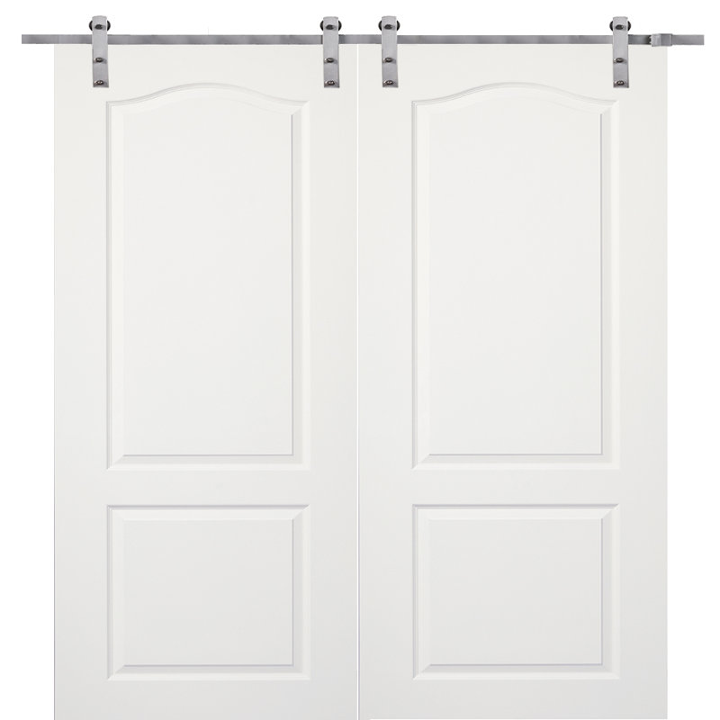 Verona Home Design Paneled Manufactured Wood Primed Princeton Double Barn Door With Installation Hardware Kit Wayfair