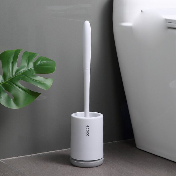 Hygienic Toilet Brush Holder Set Silicone Bristle Vented Bathroom Bowl Cleaner 