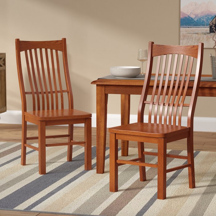 Loon Peak® Corwin Solid Wood Slat Back Side Chair in Brown & Reviews ...