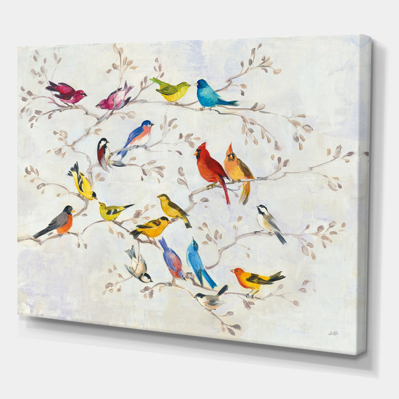 East Urban Home Multi Color Bird On Tree Painting Print On