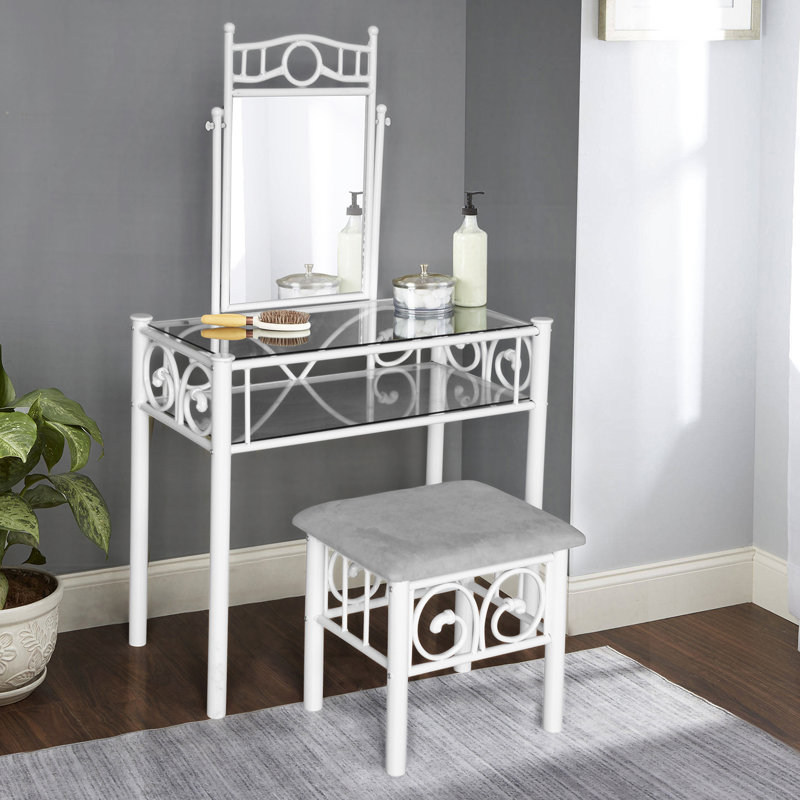 Charlton Home Kennerdell Metal Vanity Set Reviews Wayfair Charlton Home Kennerdell Metal Vanity