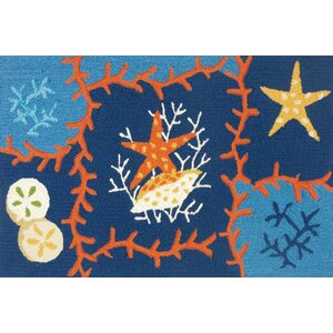 Dalvey Ocean Coral Blue/Orange Indoor/Outdoor Area Rug