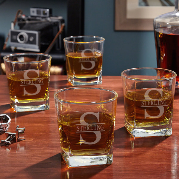 Scotch Bourbon Glass Monogram Initial Engraved On Whiskey 