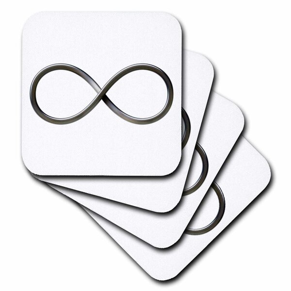 3dRose CST_24235_3 Infinity Symbol on White Background Ceramic Tile Coasters, Set of 4