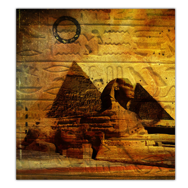 'Egyptian Pyramid' Graphic Art on Canvas in Brown/Gold