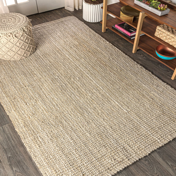 Contemporary Area Rug Braided Wavy Chevron Tassel Mats Jute Fringe Natural Rugs