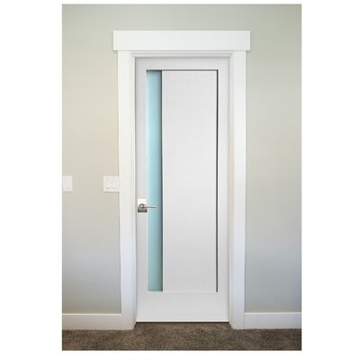 Narrow Lite Satin Etch Glass Slab Door Stiledoors Size 24 X 80