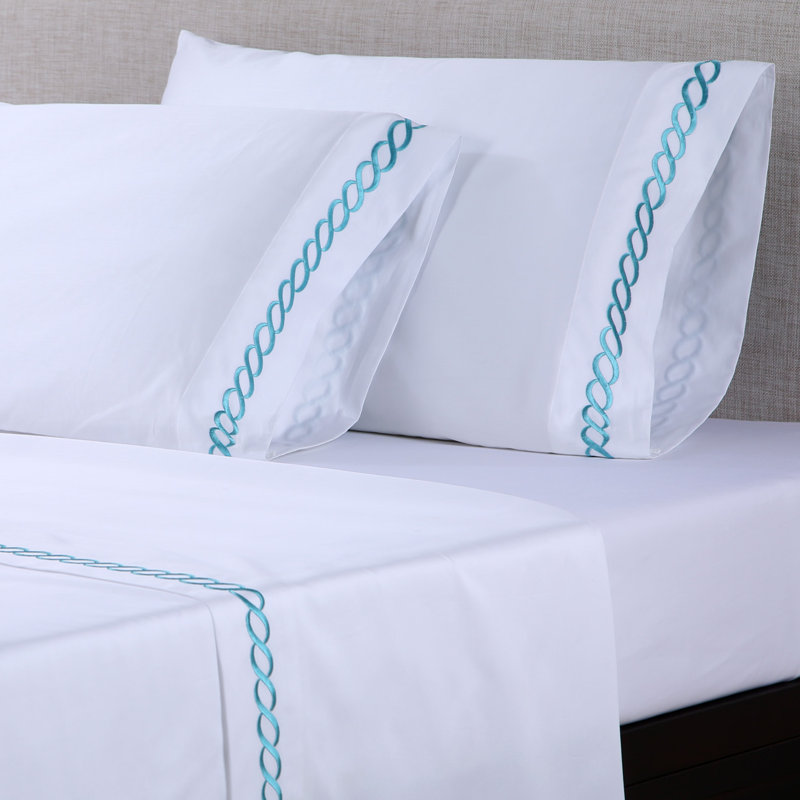 4 Piece 600 Thread Count 100% Cotton Embroidered Sheet Set