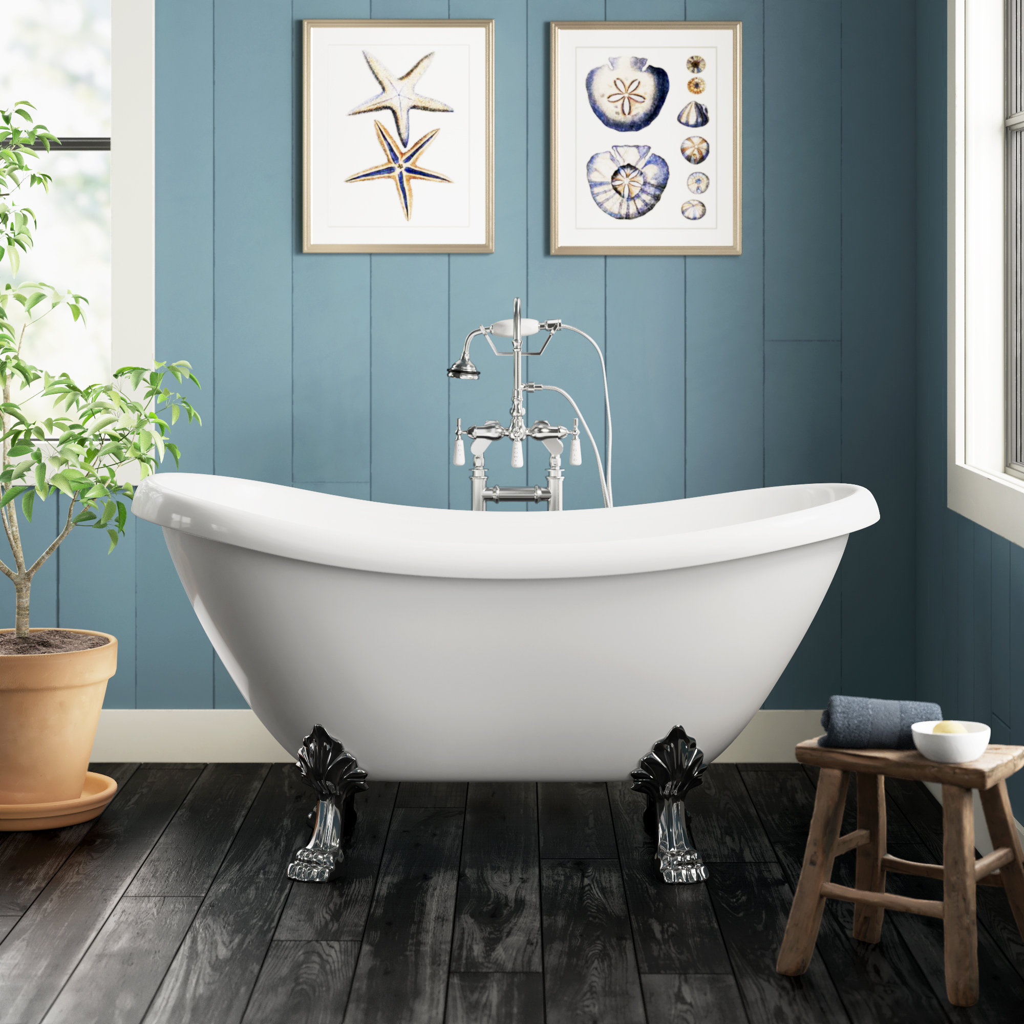 clawfoot soaking bathtub
