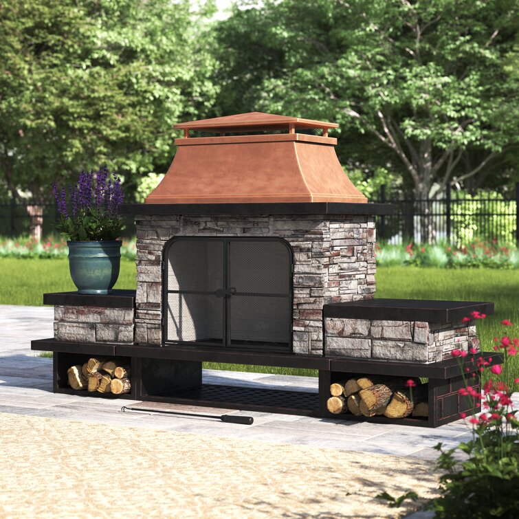 Canora Grey Quillen 52.36'' H Wood Burning Outdoor Fireplace & Reviews ...