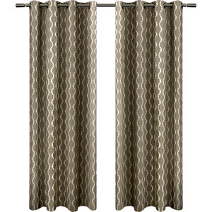 Trellis Geometric Room Darkening Grommet Curtain Panels (Set of 2)