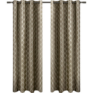 Trellis Geometric Room Darkening Grommet Curtain Panels (Set of 2)