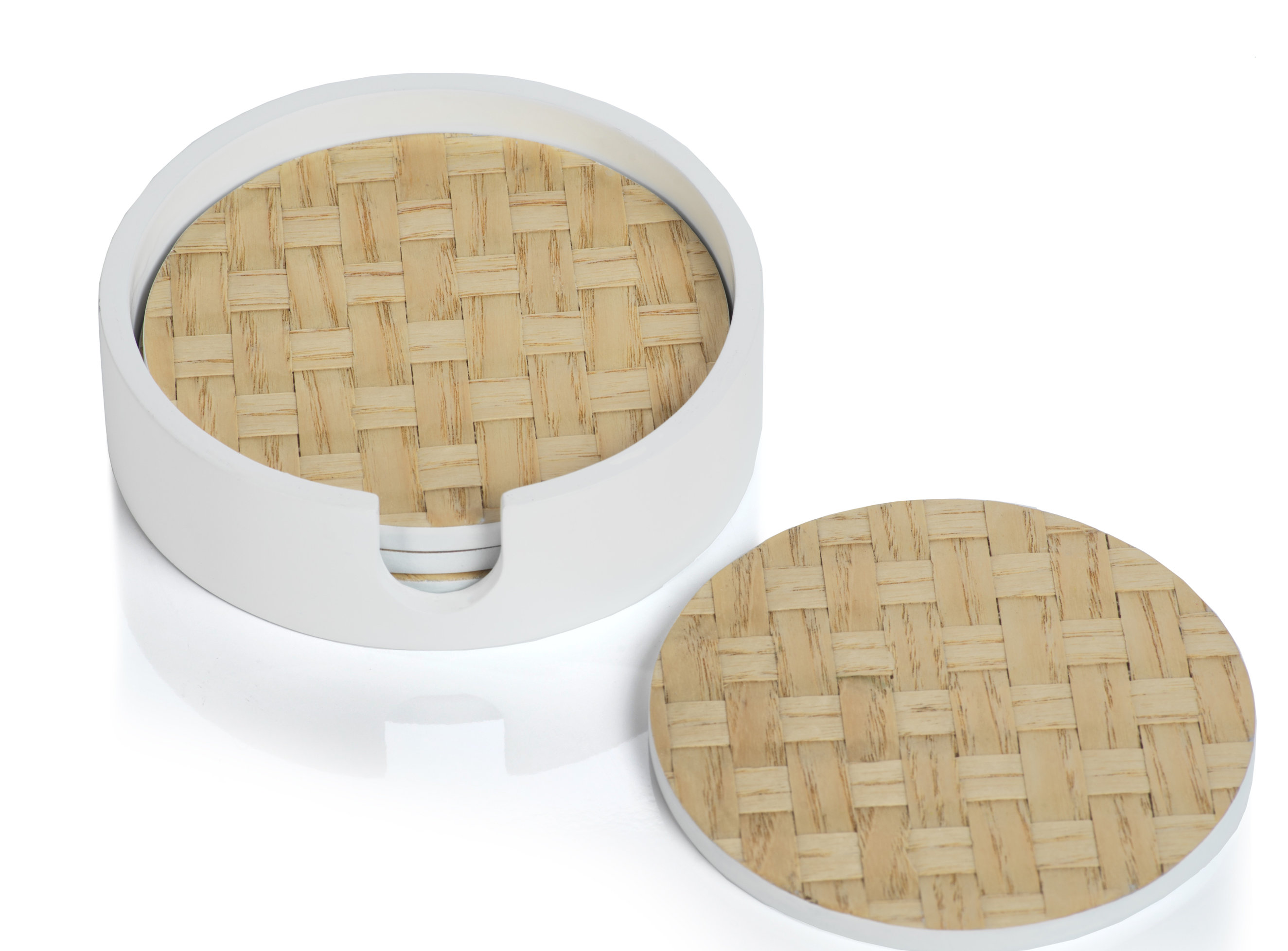 Bayou Breeze Woven Ash 5 Piece Coaster Set With Holder Wayfair