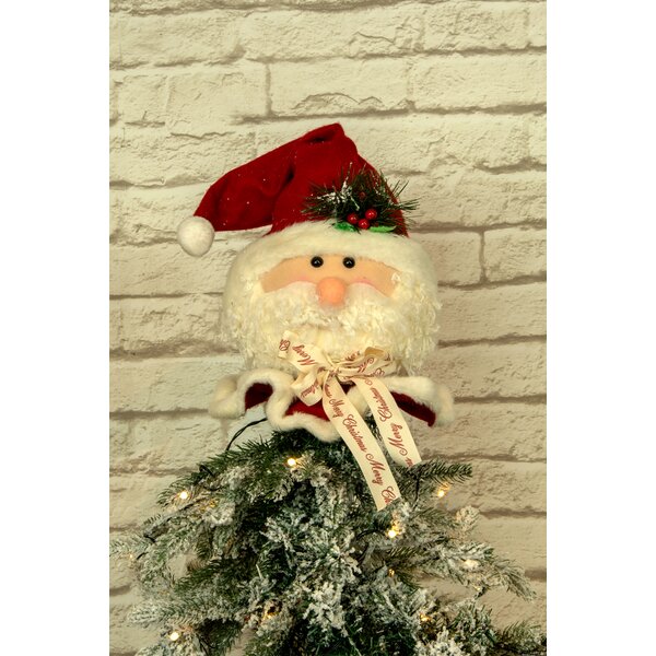 Santa Buffalo Print Tree Topper With Lantern Christmas Tree Top Decoration Gift Keepsake