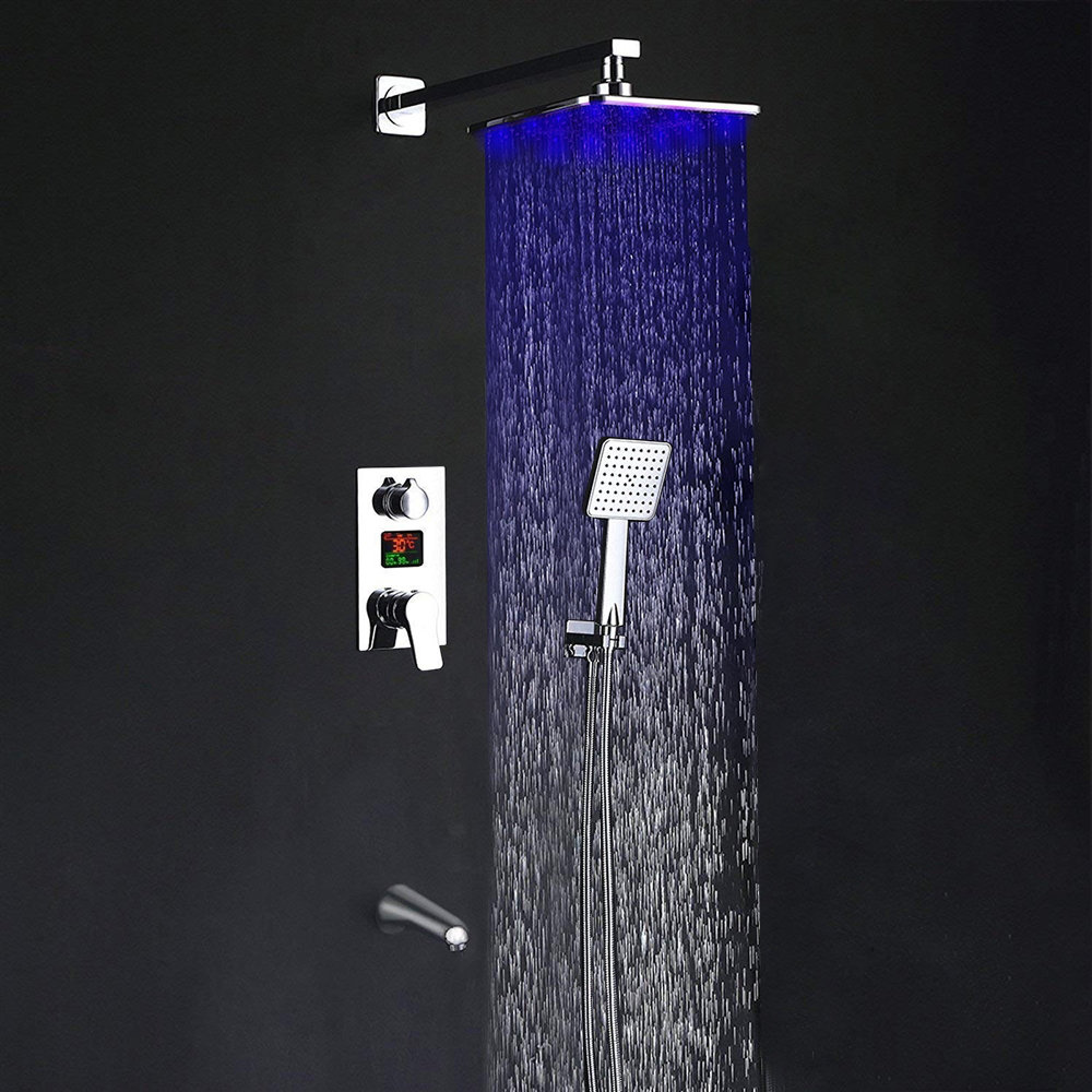 FontanaShowers Crotone LED Digital Display 3 Way Rainfall Volume Control Complete Shower System