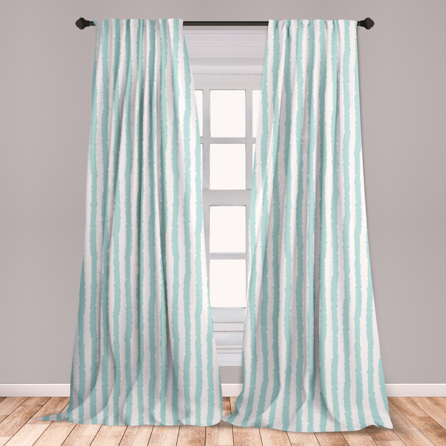 Ambesonne Aqua Curtains Vertical Striped Pattern With Sketchy Lines Hipster And Grunge Design Ikat Inspired Window Treatments 2 Panel Set For Living