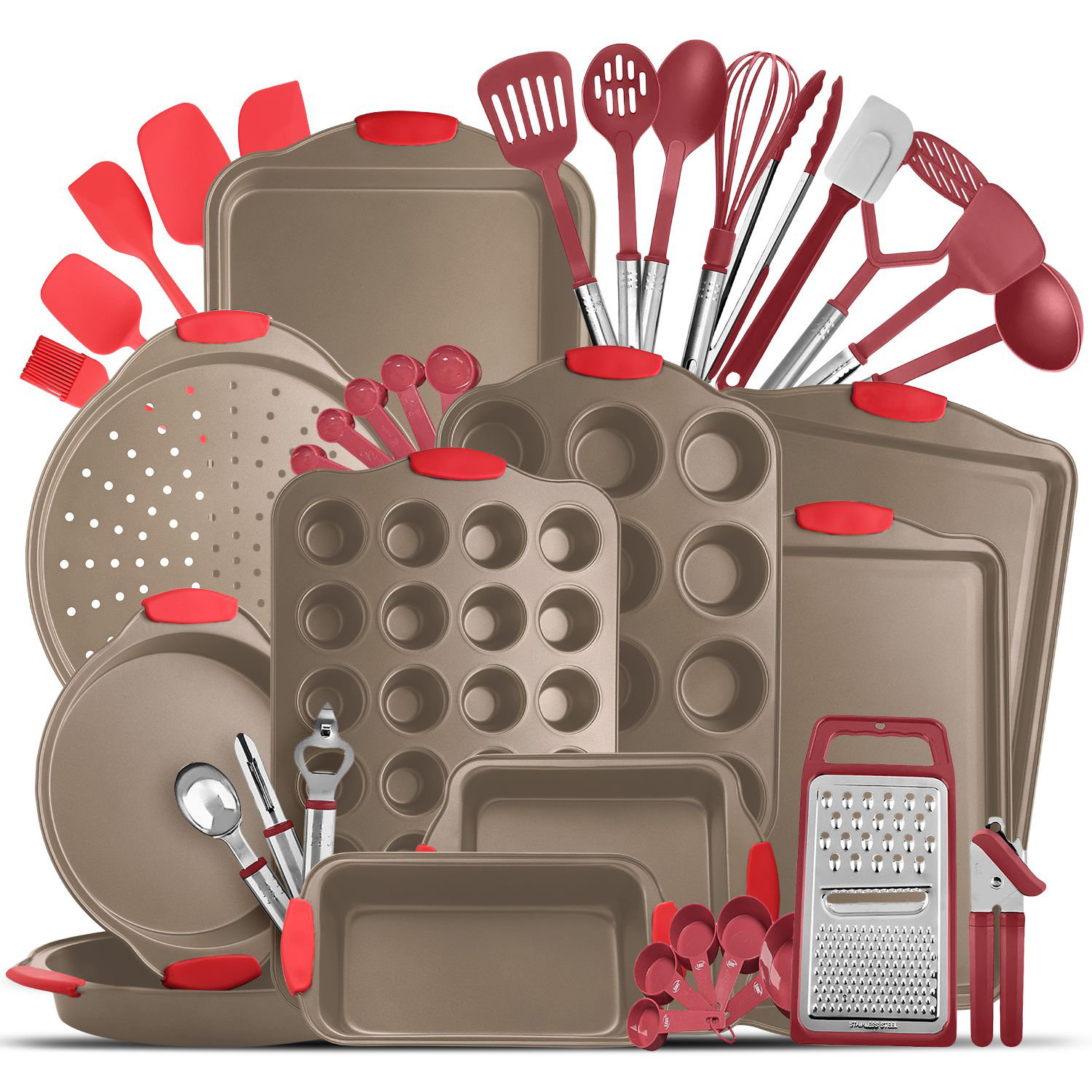Joytable 15 Piece Bakeware Set + 24 Piece Utensil Set - Stainless Steel,  Non-Stick, Dishwasher Safe, And Heat Resistant | Wayfair