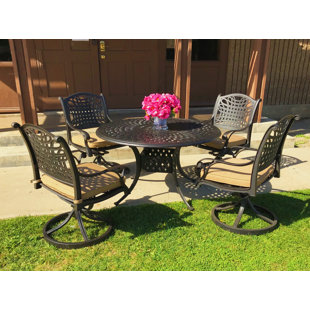 Go to store & view more images Campion 5 Piece Sunbrella Dining Set with Cushions by Fleur De Lis Living