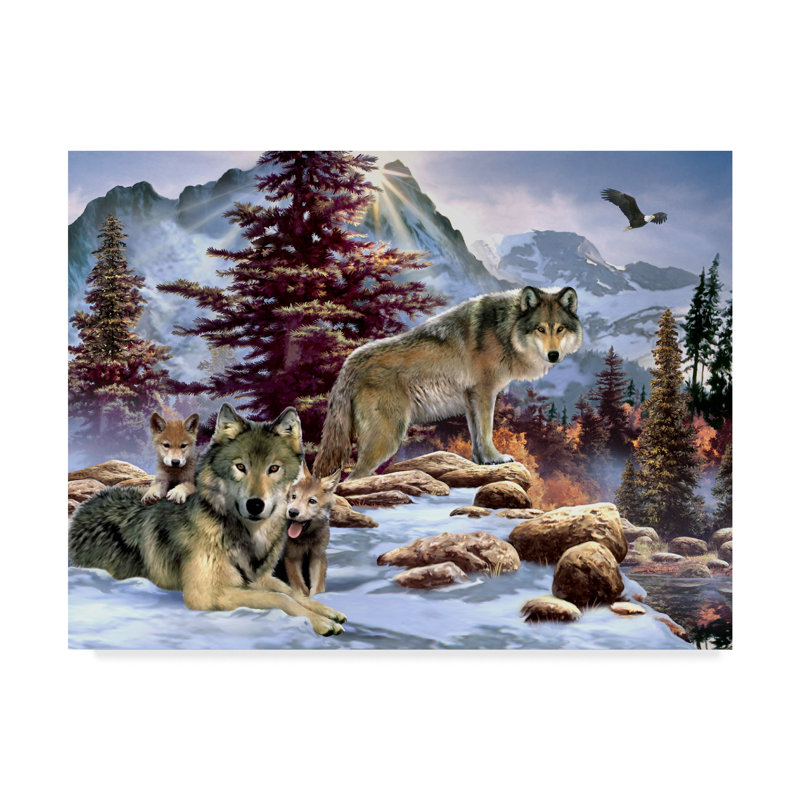 Trademark Art Perched Wolf Acrylic Painting Print On Wrapped