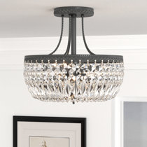 crystal semi flush mount chandelier