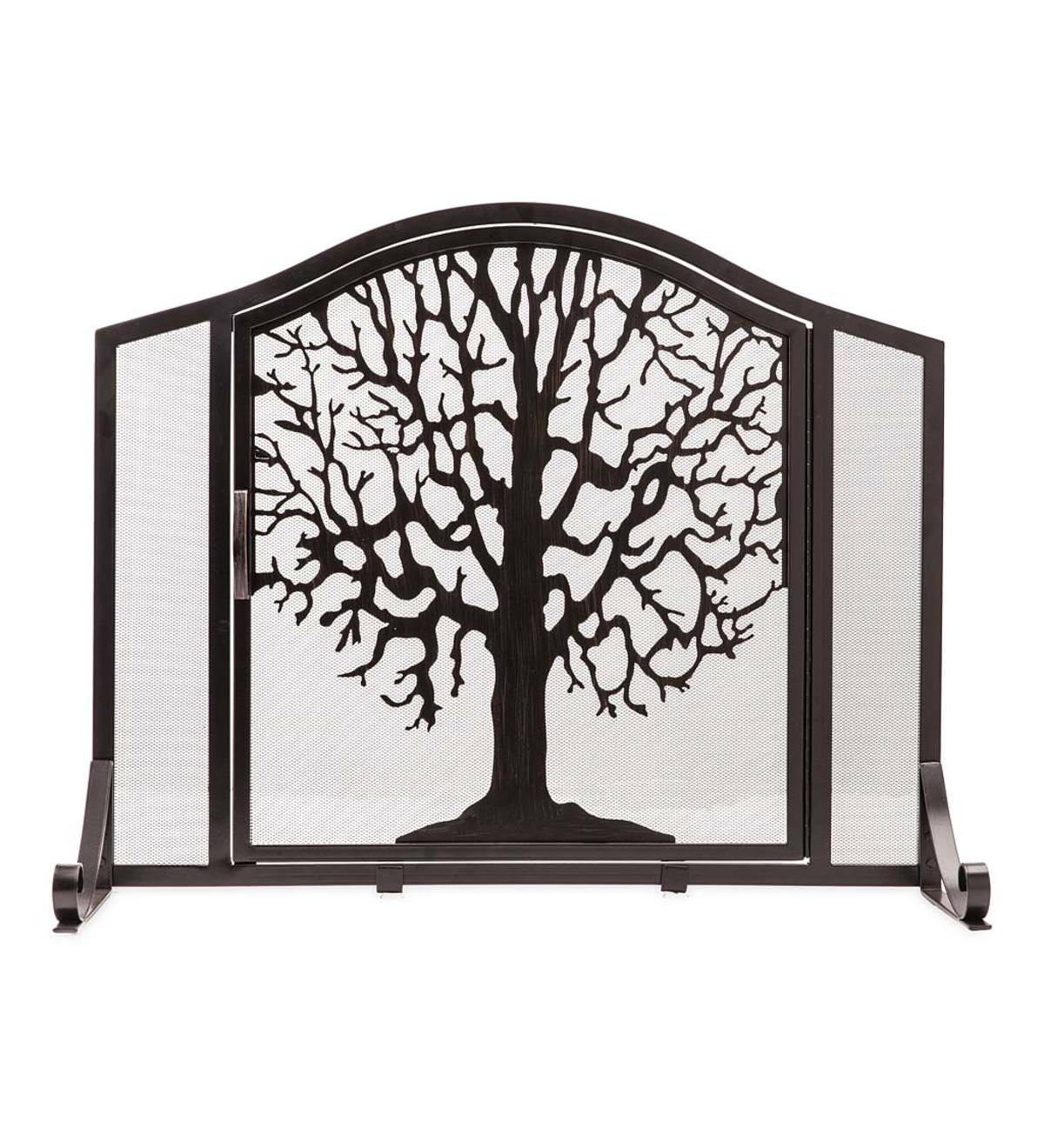 Fireplace Screens Doors Black 3 Panel Brushed Wrought Iron Metal Fireplace Screen Cover Decor Protector Fireplaces Stoves