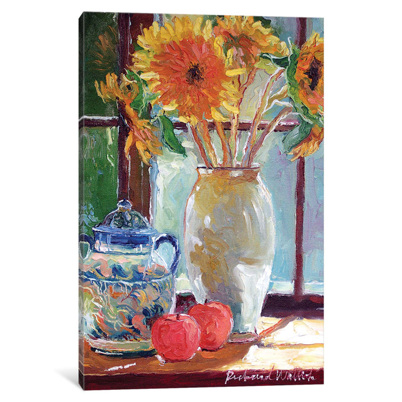 Charlton Home Sunflowers In A Vase Painting Print On Wrapped