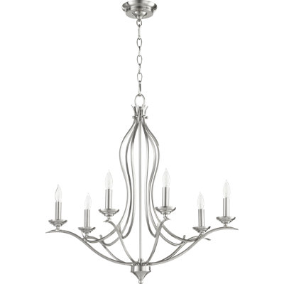 Harnois 6-Light Candle Style Empire Chandelier Lark Manor Finish: Satin Nickel