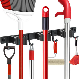 Home Improvement Broom Multi function Mop Broom Wall Organizer 5 Holders 6 Hooks 
