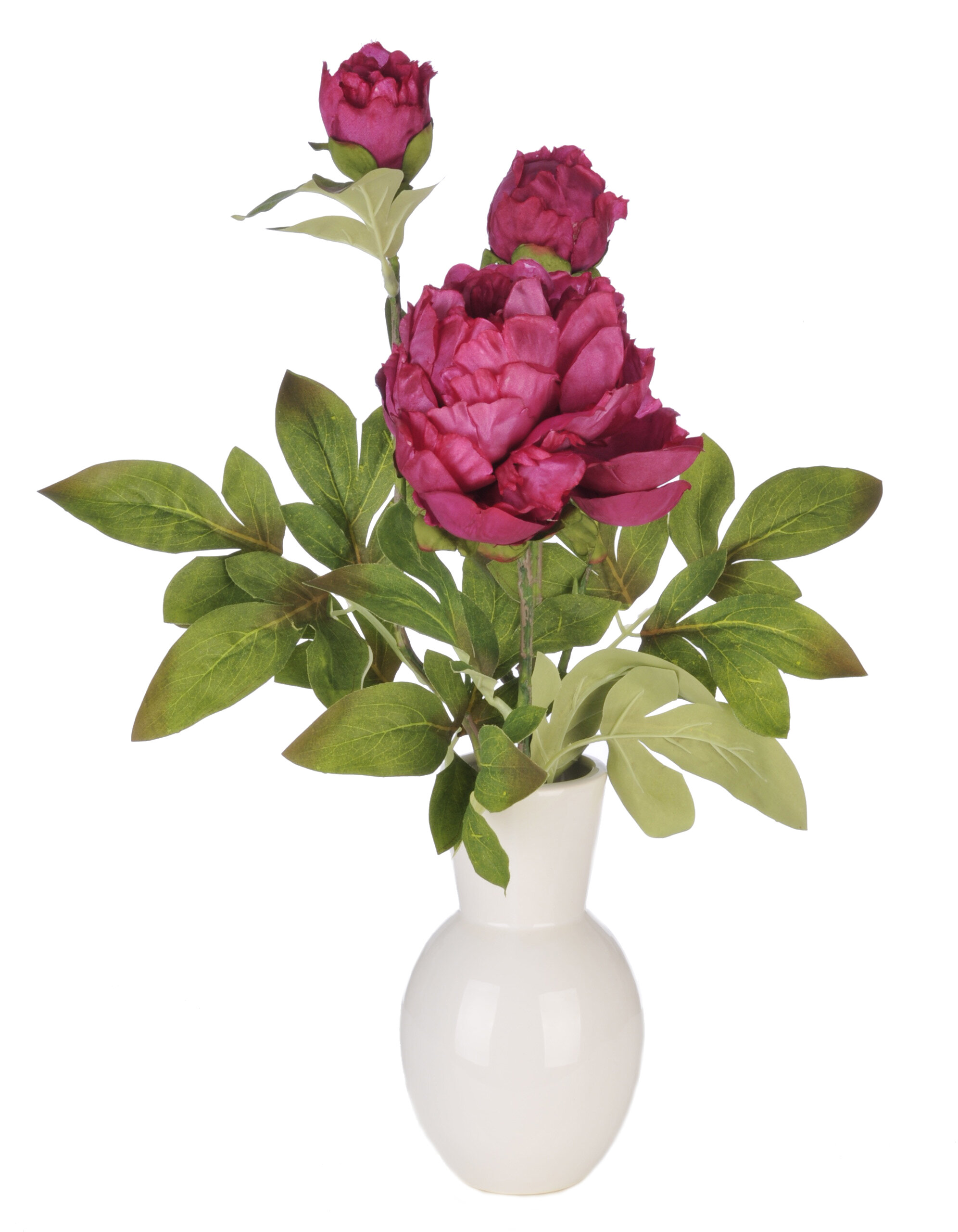 House Of Silk Flowers Artificial Peonies Floral Arrangement In Ceramic Vase Reviews Wayfair