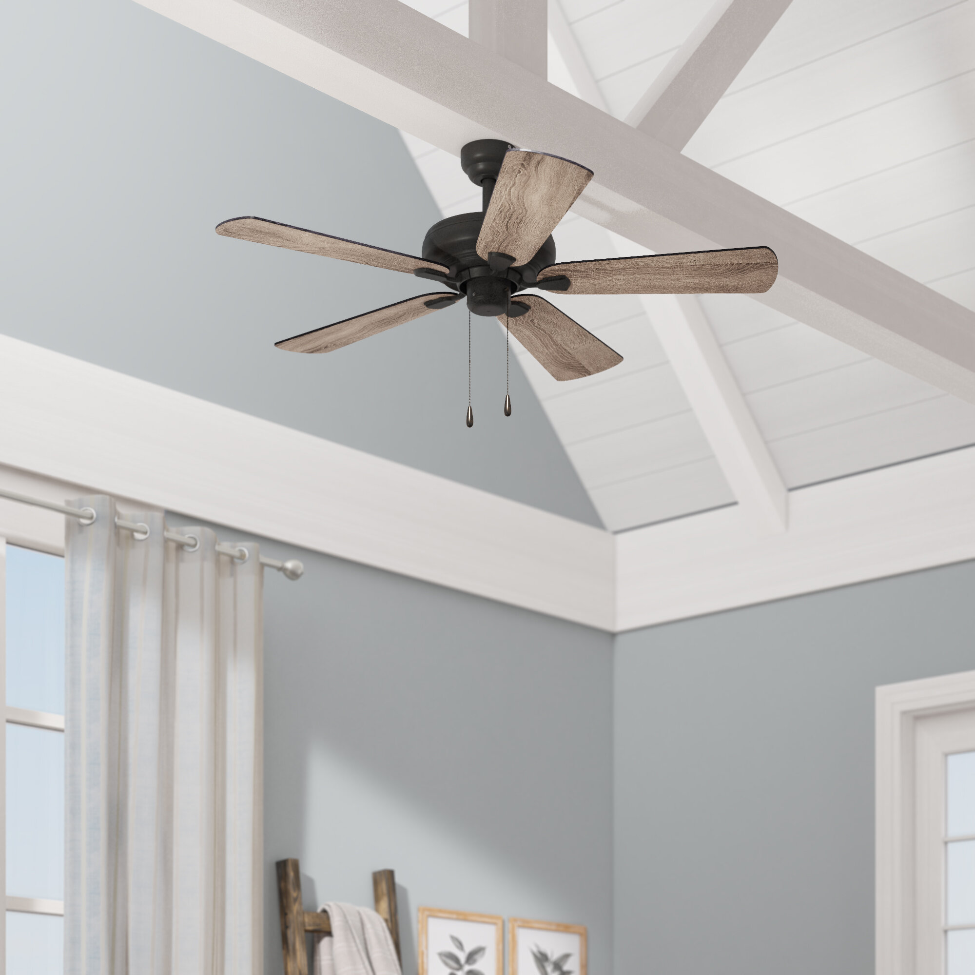 Details about   Ceiling Fan 60 in Large LED Light Farmhouse Reversible Blade Matte Black Gray 