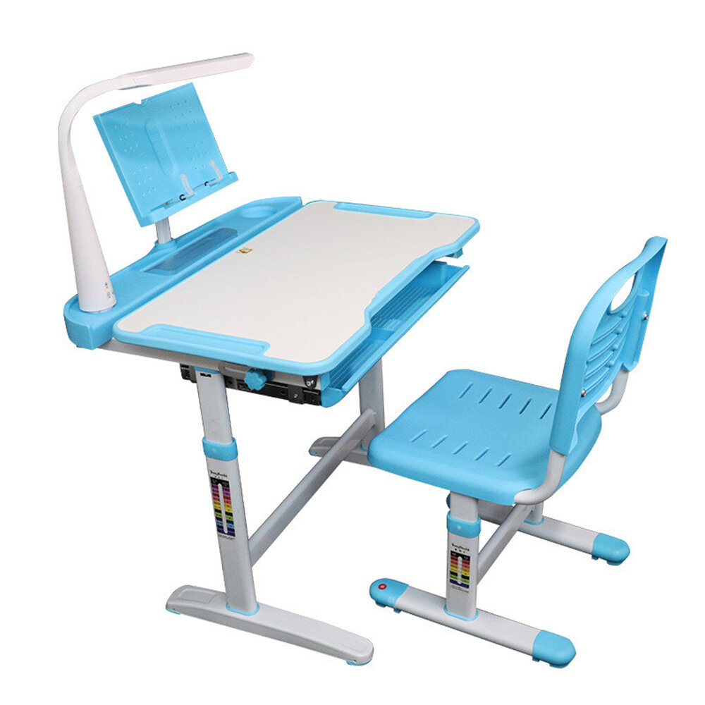 Childrens Study Desk Chair Set Multifunctional Study Table with Book Stand Height Adjustable Writing Desk Table