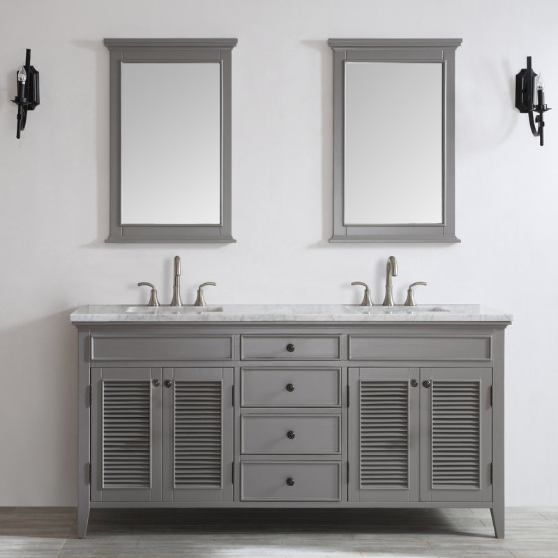Laurel Foundry Modern Farmhouse Grovetown 73 Double Bathroom Vanity Set With Mirror Reviews Wayfair