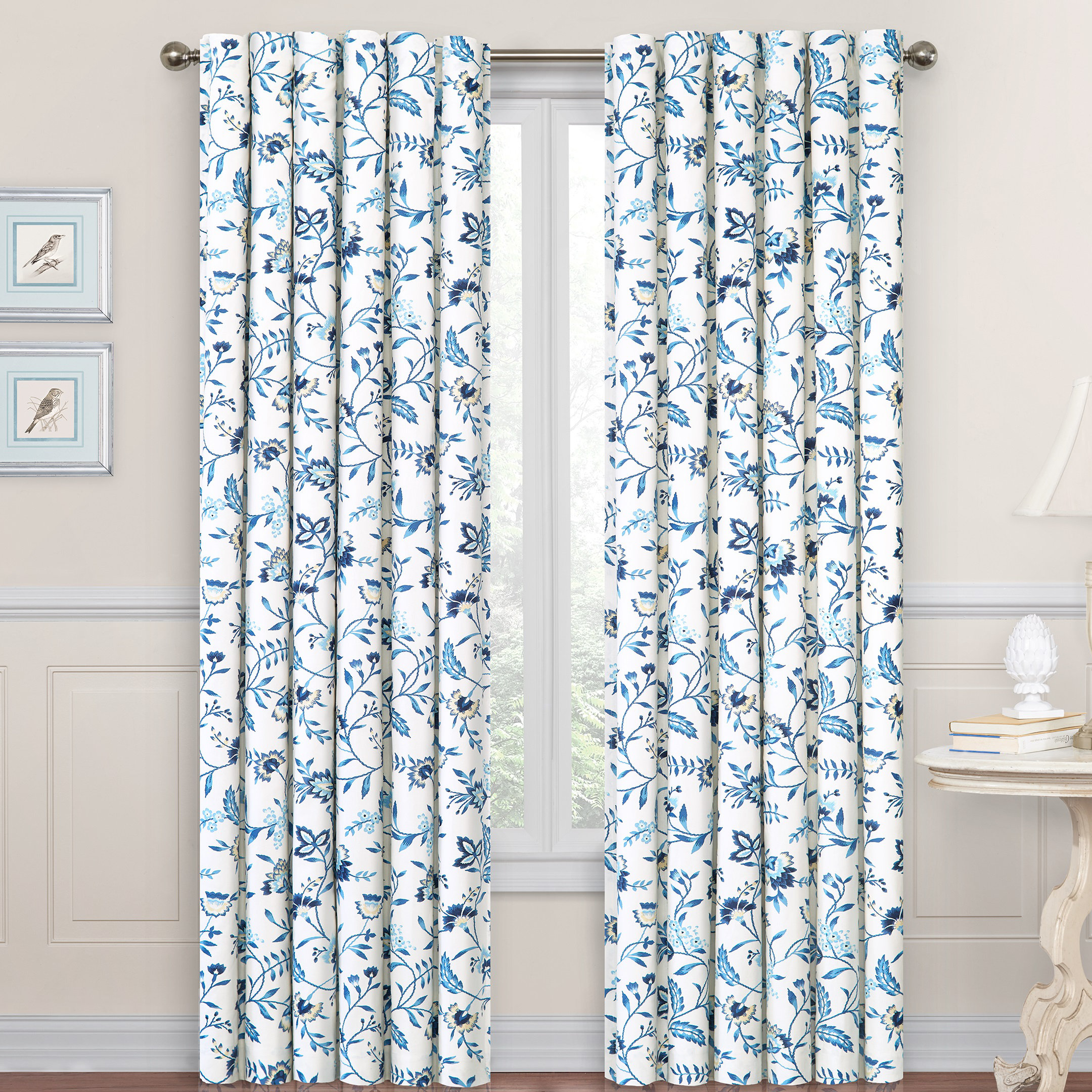 Waverly Carolina Crewel Fl Semi Sheer Rod Pocket Window Single Waverly Carolina Crewel Fl Semi