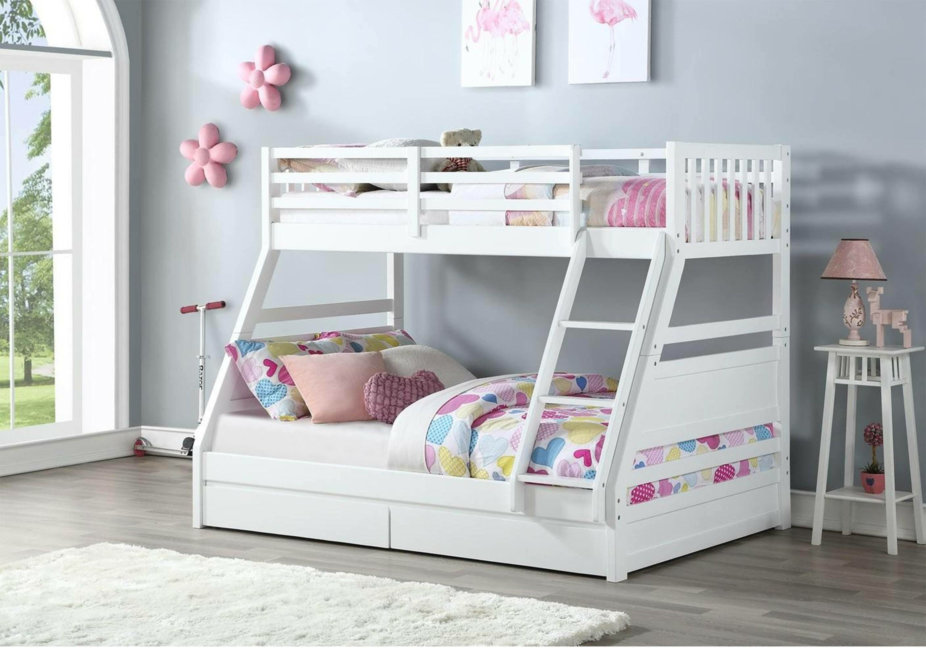 triple sleeper bunk bed with storage drawers