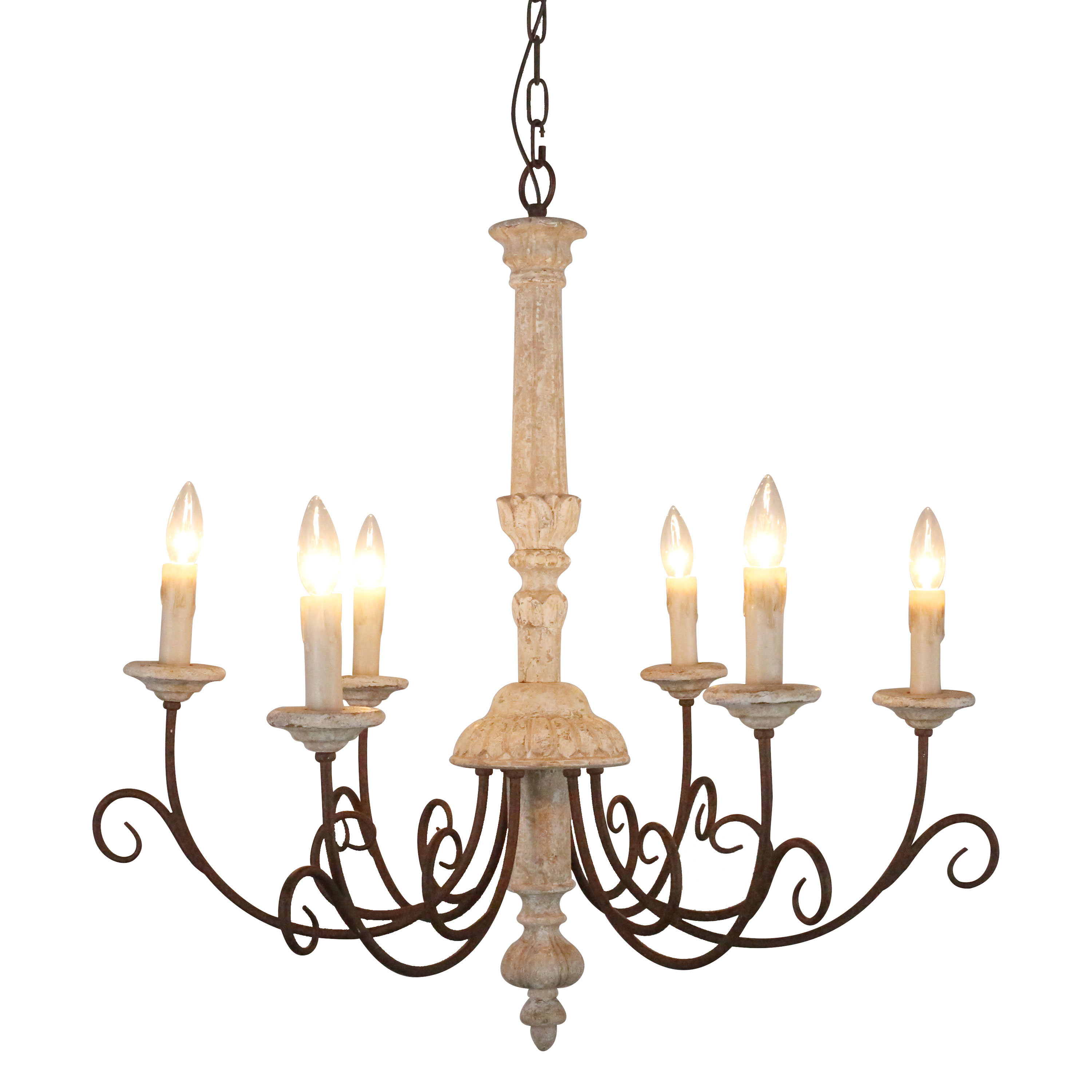 Ophelia & Co. Fellers 6 Light Candle Style Classic Chandelier with Wood Accents Wayfair