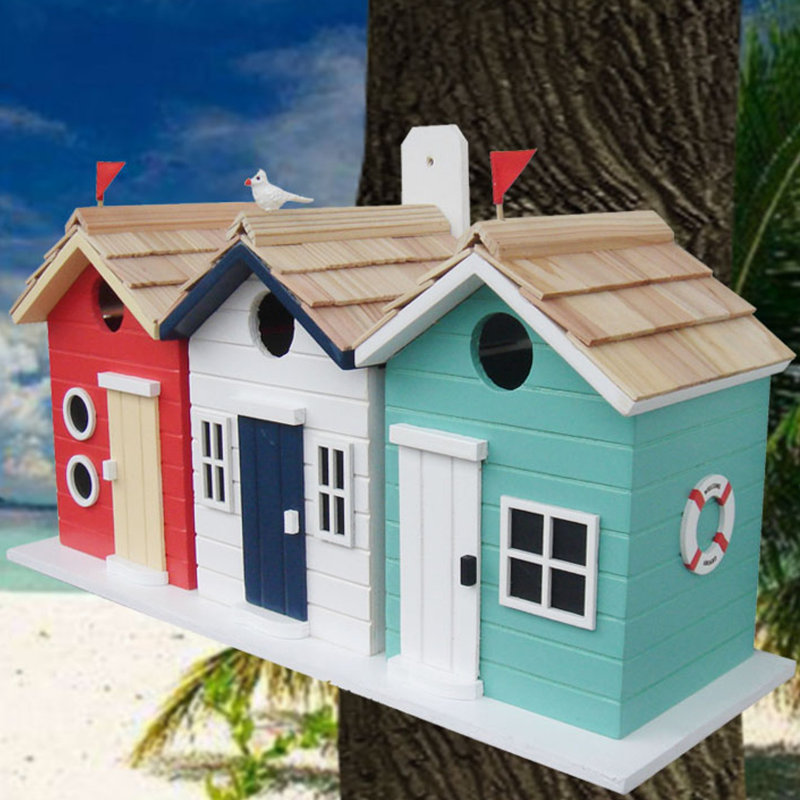 Home Bazaar Birds Of A Feather Series Brighton Beach Huts 8 5 In X 17 In X 6 In Birdhouse Reviews Wayfair