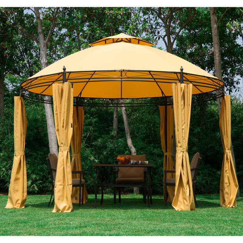 Outsunny 11 5 Ft W X 11 5 Ft D Metal Patio Gazebo Reviews Wayfair