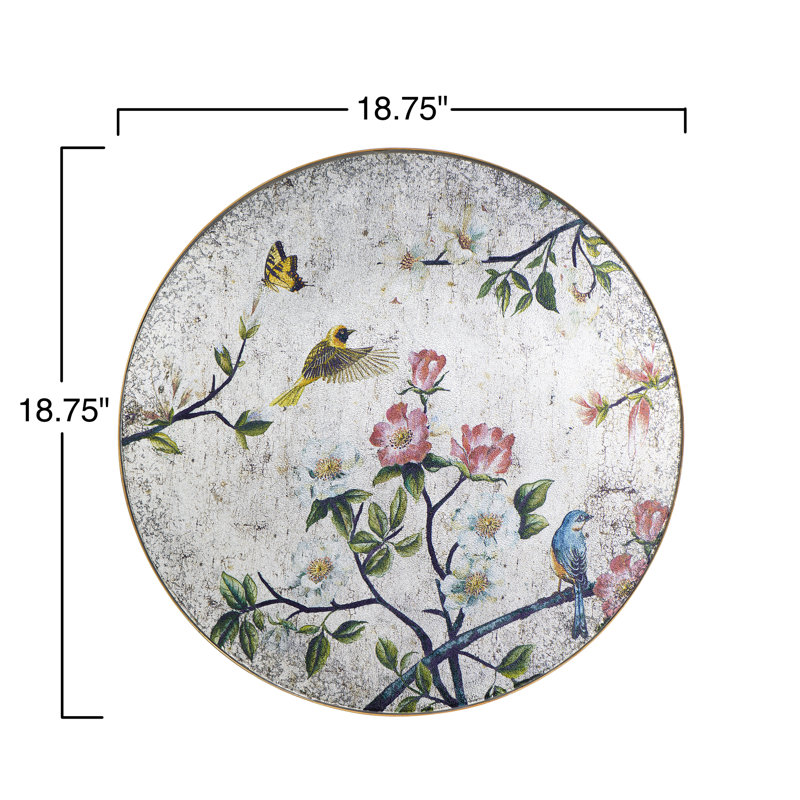 Ophelia Co Antiqued Mirrored Floral And Bird Picture Frame