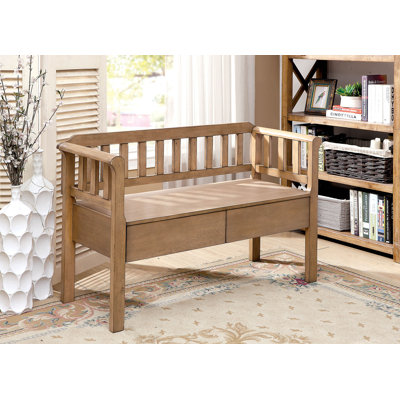 Devyn Slatted Wooden Storage Bench Millwood Pines Color Light Brown