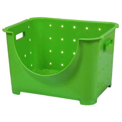 Stackable Plastic Storage Container Stacking Bins Basicwise